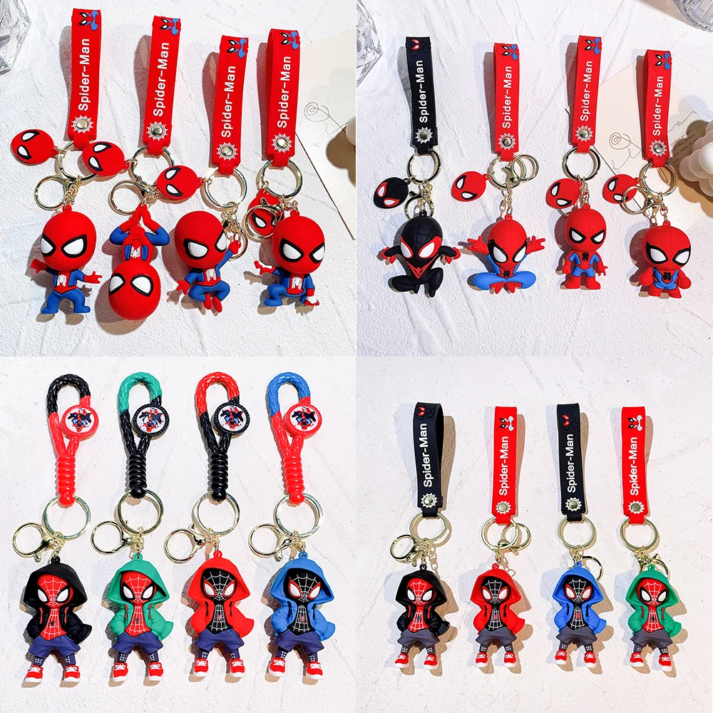 4 Stück/Set Marvel Spider-Man Schlüsselanhänger Cartoon Comic Avengers Serie Schlüsselring Coole Schlüsselanhänger-Accessoires Geschenke für Freunde