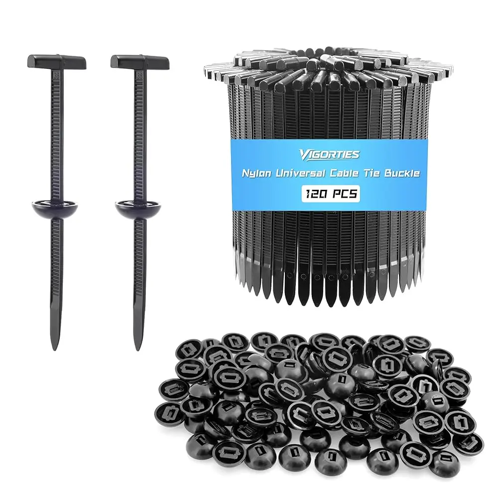 

Улучшенные двусторонние нейлоновые универсальные кабельные стяжки-зажимы для автомобиля, 120 шт., с откидной головкой для легкого прокола, зажимы-стяжки для кабелей M-размера