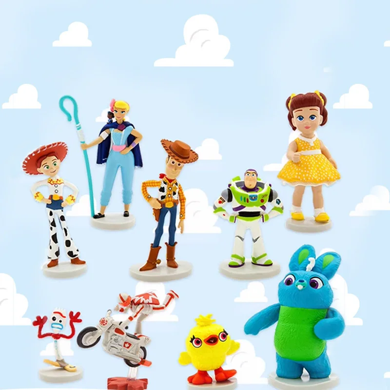 

В наличии Официальная аутентичная история игрушек Disney 4, набор фигурок Вуди Базз Лайтера, украшение для рабочего стола, аниме-фильм, праздничный подарок