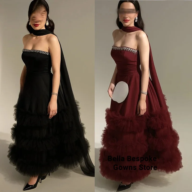 

Вечерние платья Багатослойные платья для выпускного вечера с шарфом Vestidos De Noche Вечернее платье по индивидуальному заказу