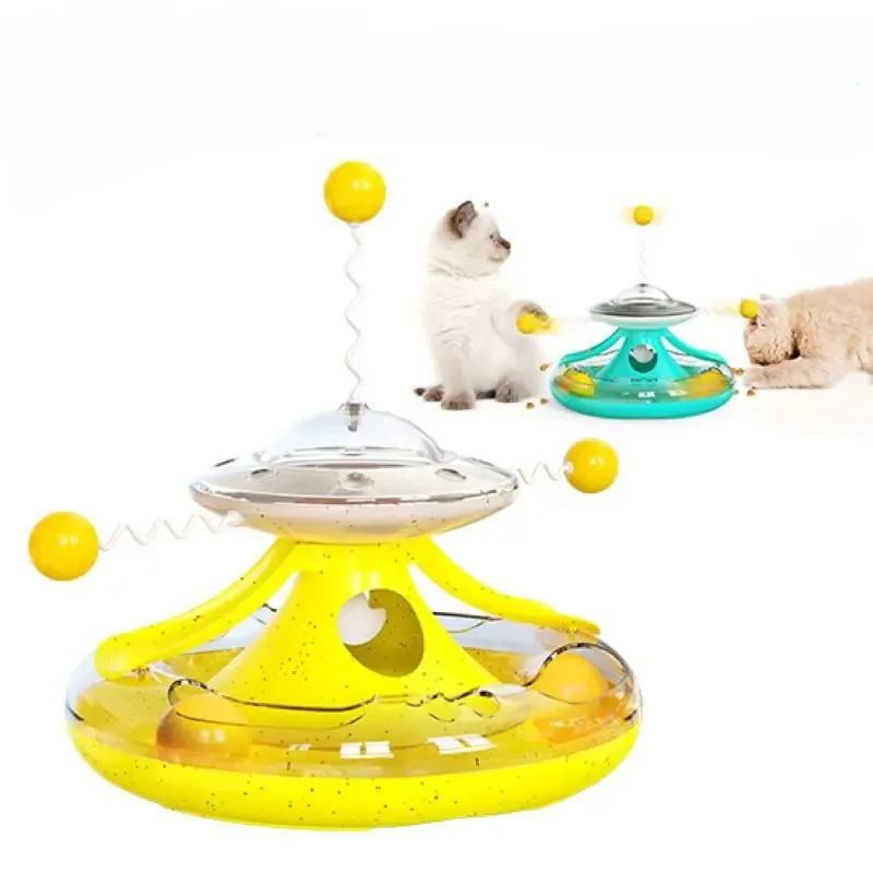 

Interactive Tumbler Toy with Food Feeder Dispenser, Spinning Kitten Intelligence Training Stick Ball