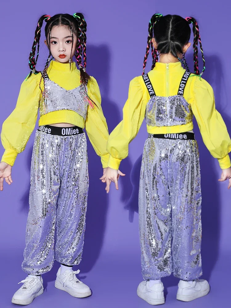 

Children's Street Dance Jazz Dance Costume Model Runway Fashion Girls Sequins Dancewear Suit Performance Costume Girls Tide