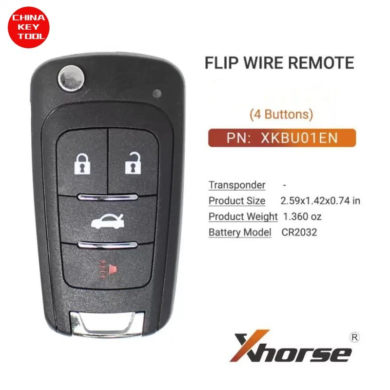 1PCS Xhorse Wire Flip Remote Key 4 Buttons XKBU01EN