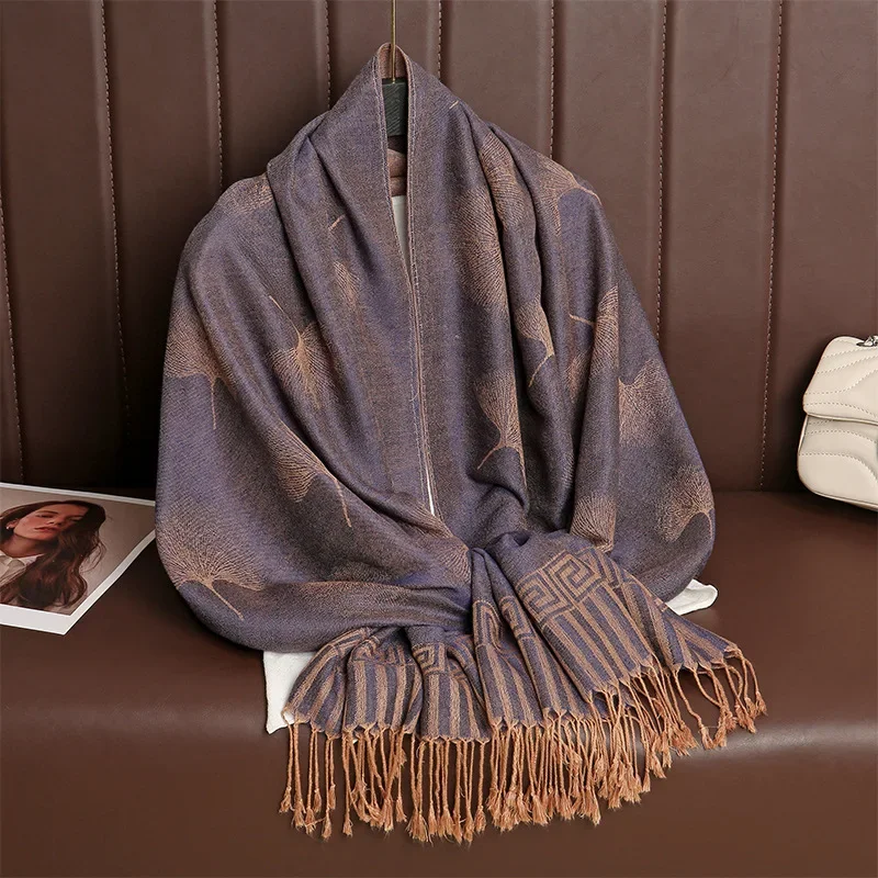 

Luxury Brand Autumn Cashmere Pashmina Shawl Lady Wrap Warm Winter Scarves Design Print Female Foulard Cotton Stoles Scarf 2024