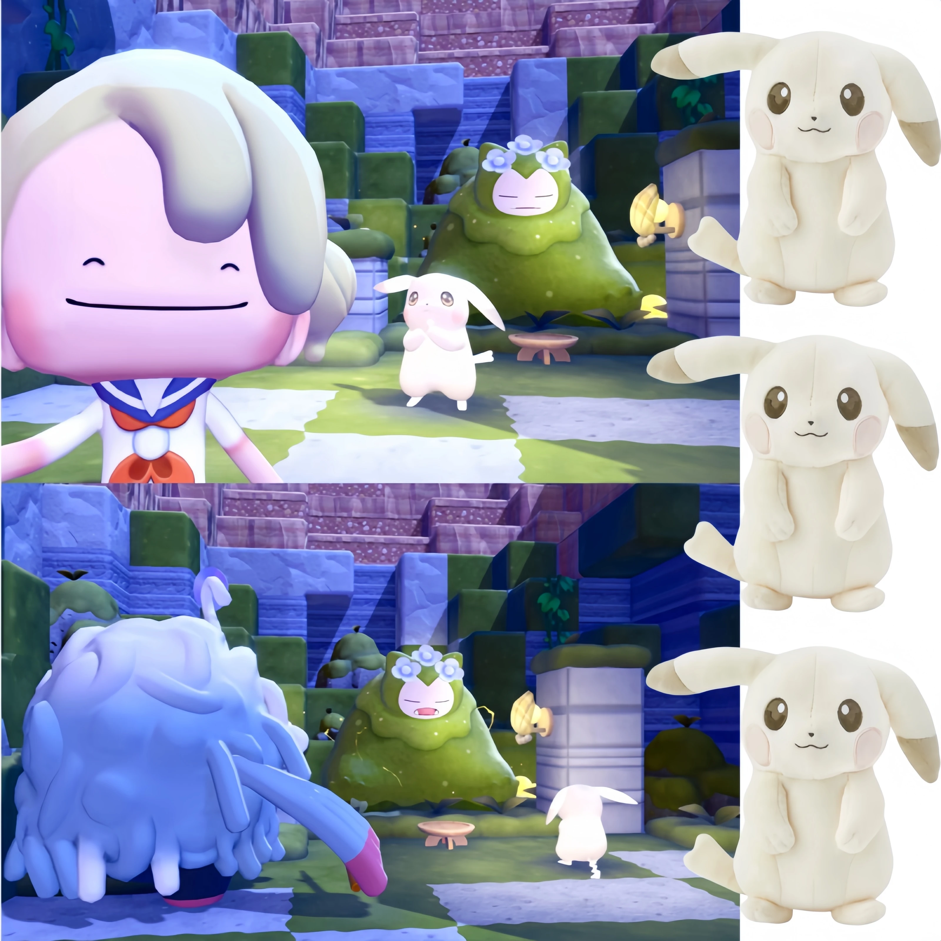 Genießen Sie einen entspannten Lebensstil mit Pokemon Peluche Pokopia Light Color Pikachu Plüschtier, Spielfigur mit schlappigen Ohren, Stoffpuppe