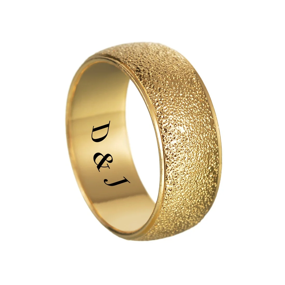 Custom Engrave Fashion Copper Frosted Women 's Rings 8mm Golden Finger Couple Party Gift For Girl High Quality Wedding Jewelry
