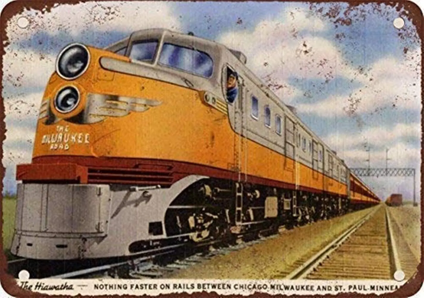 Milwaukee Road Hiawatha Zug Retro Metall Blechschild Plakette Poster Wanddekoration Kunst Shabby Chic Geschenk