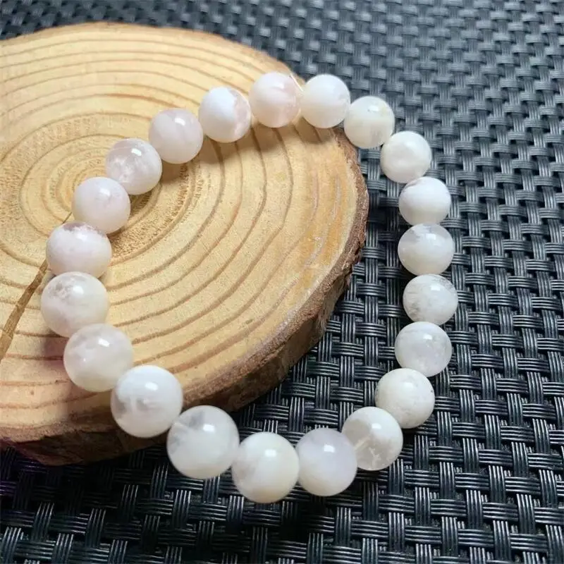 10MM Natural Pink Snowflake Garden Quartz Bracelet Handmade  Jewelry Stretch Bangle Children Birthday Gift 1pcs