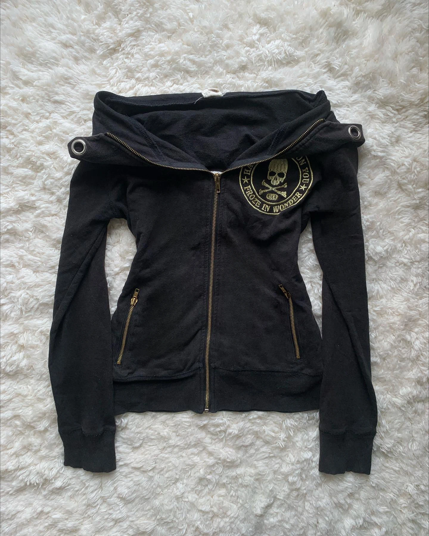 Sweater Hoodie Resleting Retro Y2k Baru untuk Wanita, Sweater Seksi Harajuku, Mantel Tengkorak, Pakaian Gaya Gotik Berkerudung Musim Gugur