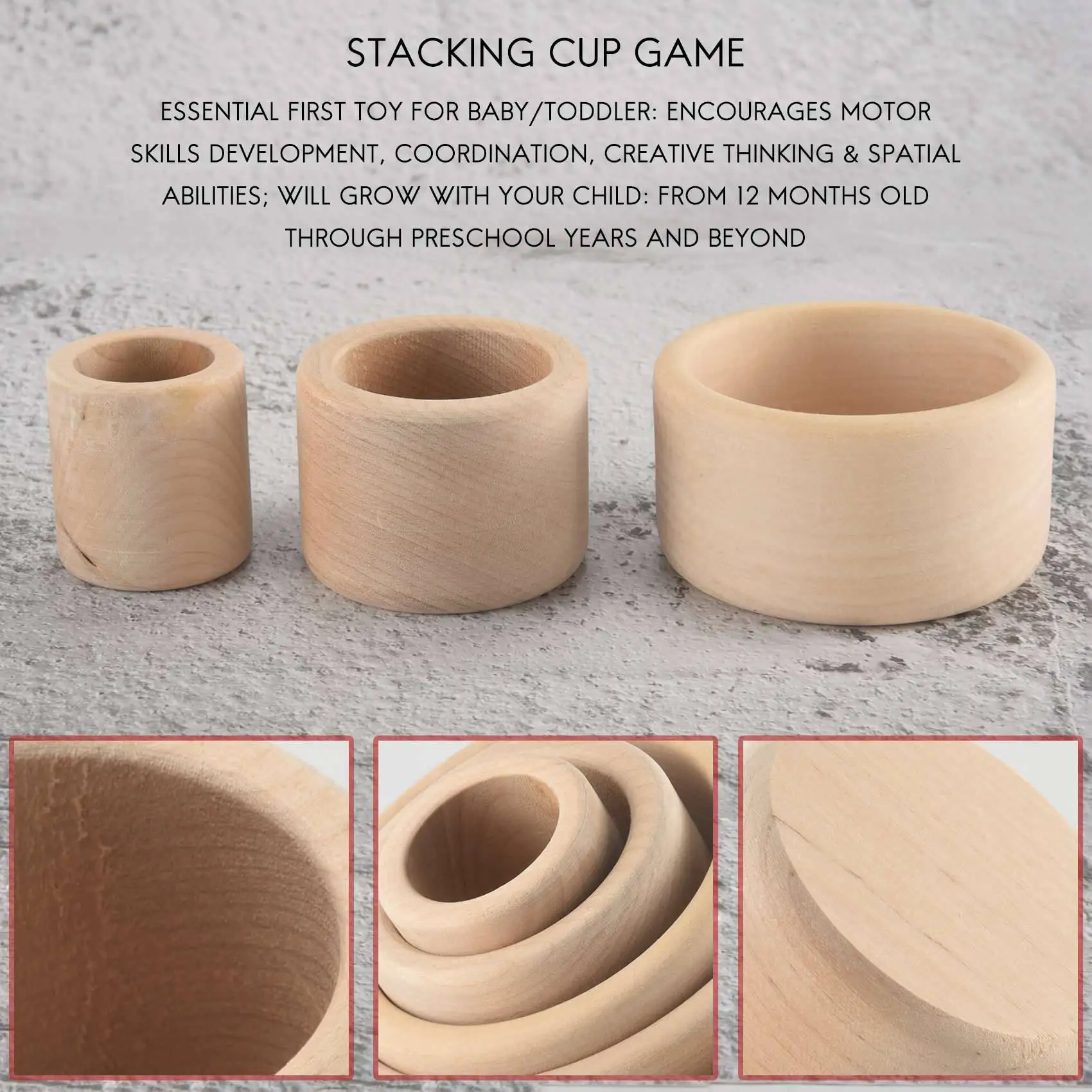 يوصى به بشدة الطفل اللبنات الخشبية التراص كأس لعبة الأطفال الإبداعية السلطانية الاطفال التعليمية المبكرة Cogni