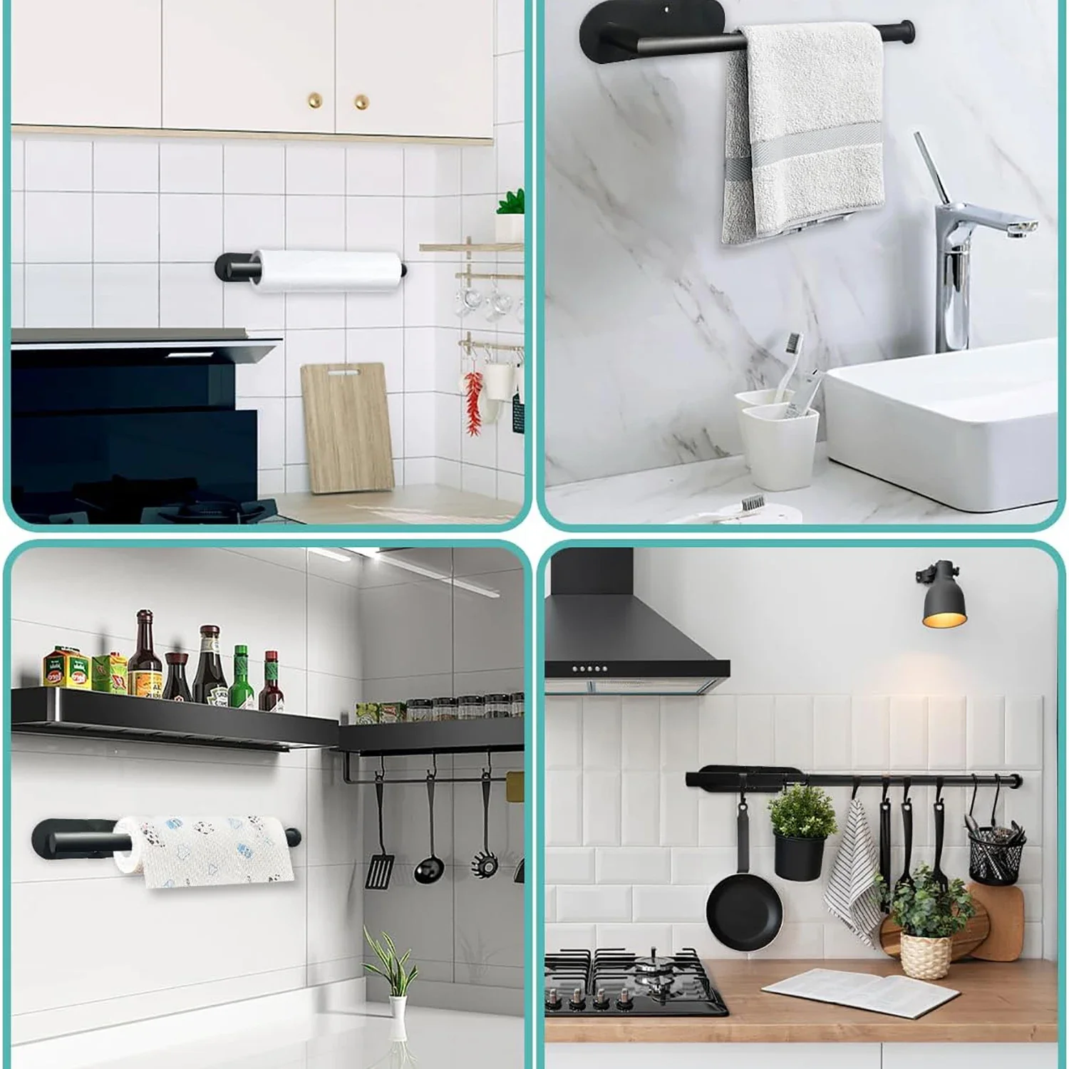 Küche Papier Handtuch Halter Klebstoff Tissue Aufhänger Wc Rollen Papier Spender Schrank Lagerung Serviette Rack Bad Zubehör – Detail 3