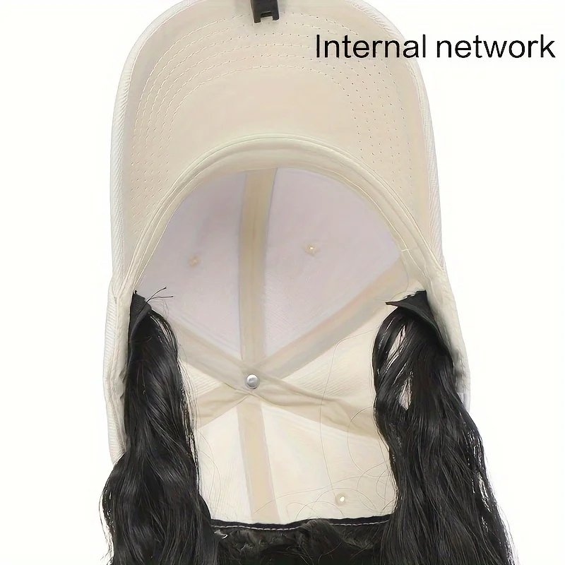 Hat Wig for Women Short Wave Baseball Cap Wig with Curly Synthetic Hair Extensions Adjustable Brown Black Baseball Hat Wig