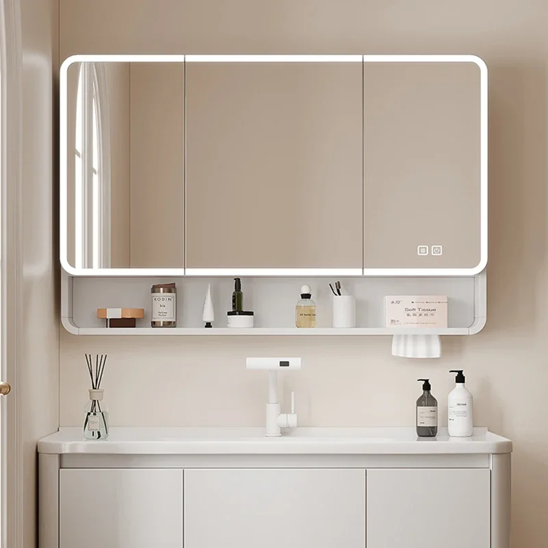 Nordic Intelligent Bathroom Cabinets Simplicity Multifunctional Bathroom Cabinet Defogging Home Furniture Armadi Specchi HBMC