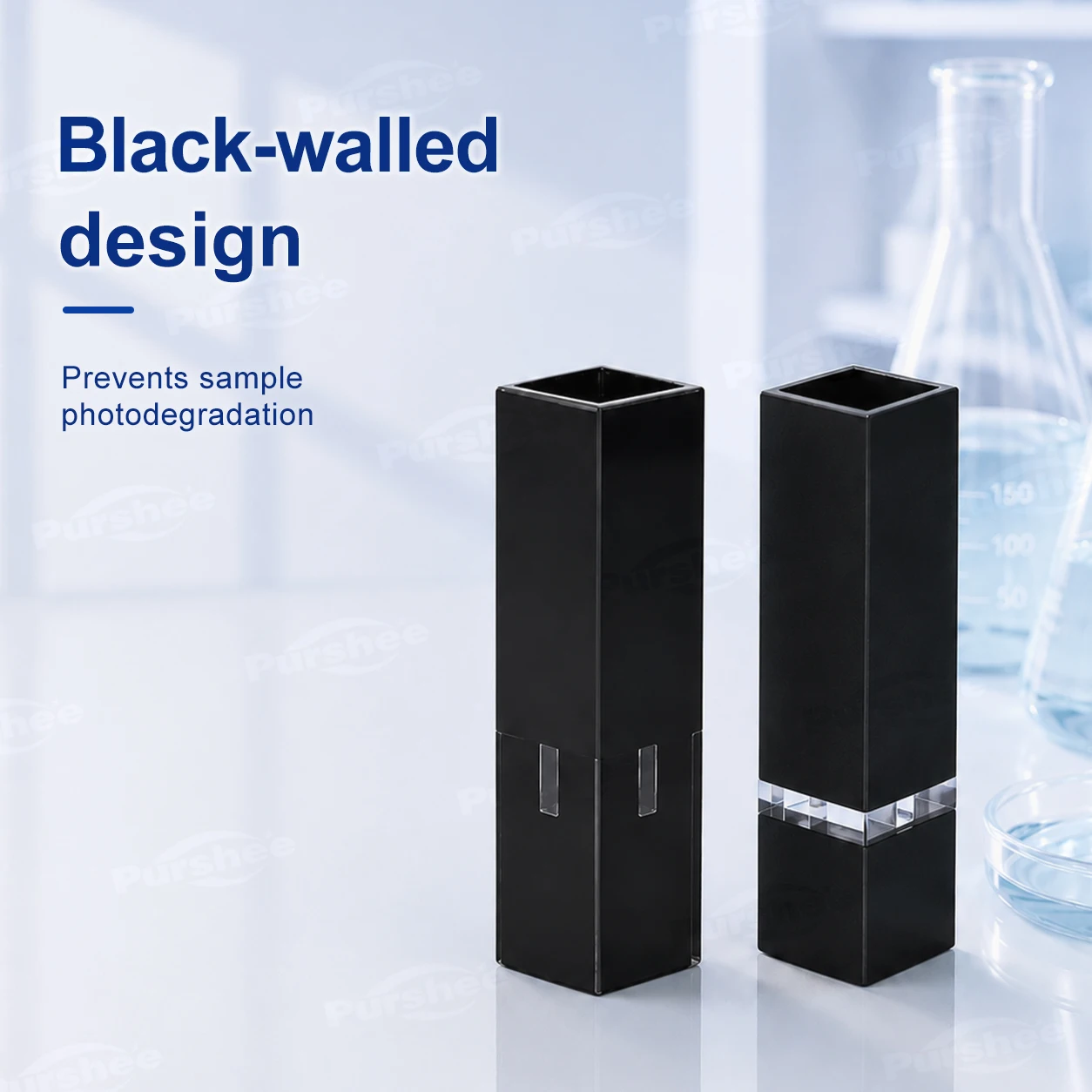 Ultra-Mikro-Quarzküvette mit schwarzen Wänden, 2/3/4-seitig, klar, Anti-Strahlungslicht für Fluoreszenz- und UV-Vis-Spektrophotometer-Zelle – Detail 5