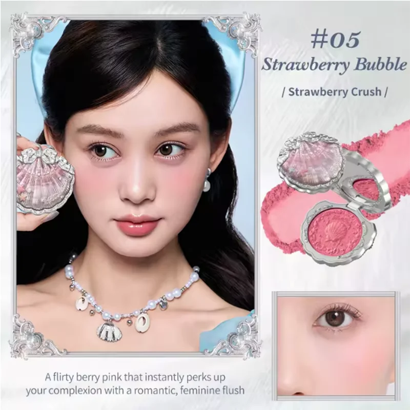 Flower Knows Blusher Shell's Jewel Collection Silk Satin Palette De Blush Makeup Long-Lasting Powder Blushs Matte Finish Vegan