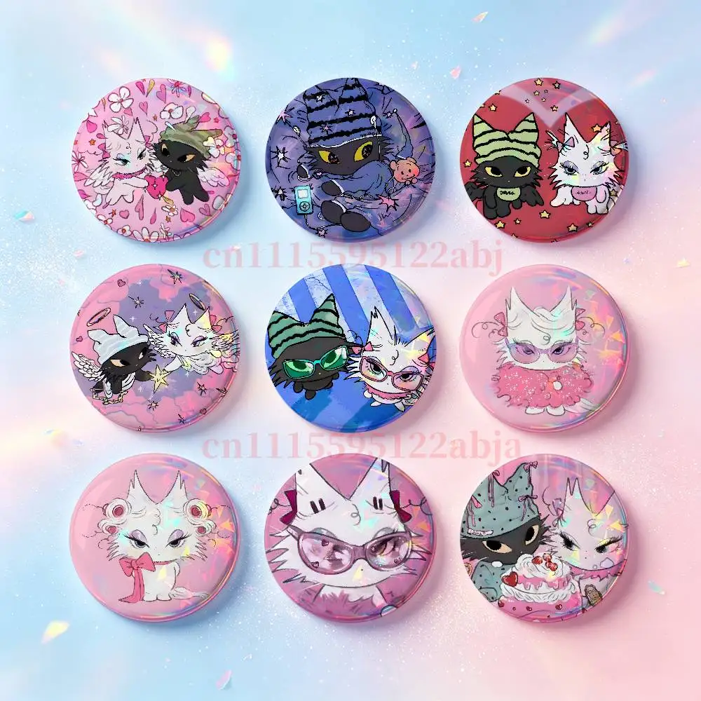 Meow Pink Cat Badges Round Nijigen Otaku Culture IP peripheral products 58mm 44mm 32mm 75mm 25mm Mini