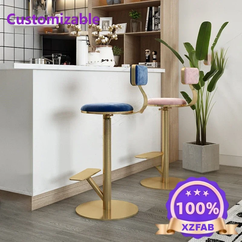 Factory Direct 2026 Functional Nordic Furniture Bar Chair Designer High Chair Home Rotating Bar Chairs  Iron Lifting Stool  High