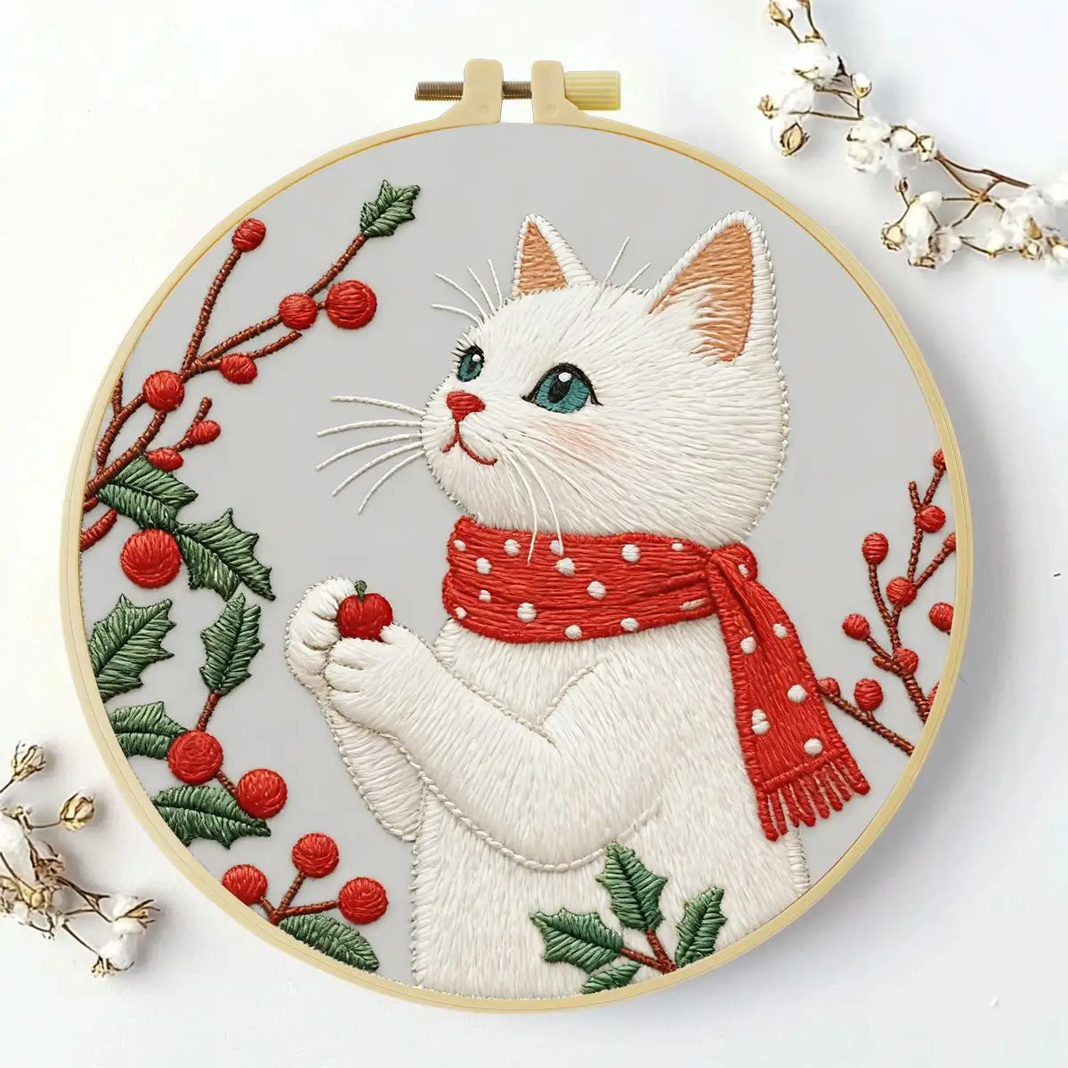 1 Stück 20X20CM/15X15CM 7,87/6,3 Zoll Anmutiges Katzen-Stickerei-Starter-Kit DIY-Kit DIY-Stickerei-Set Handarbeiten Heimdekoration – Detail 5