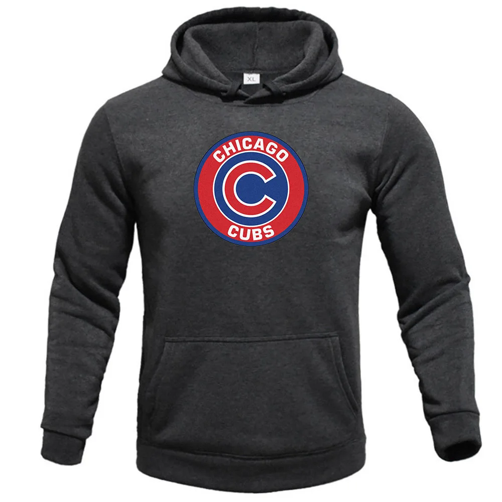 \'Chicago CUBS\' Men\'s Autumn Winter Fleece Hoodie Casual Sports Outdoor Fitness Slim Hoodie Men\'s Fashion Hot Sale Letter Print