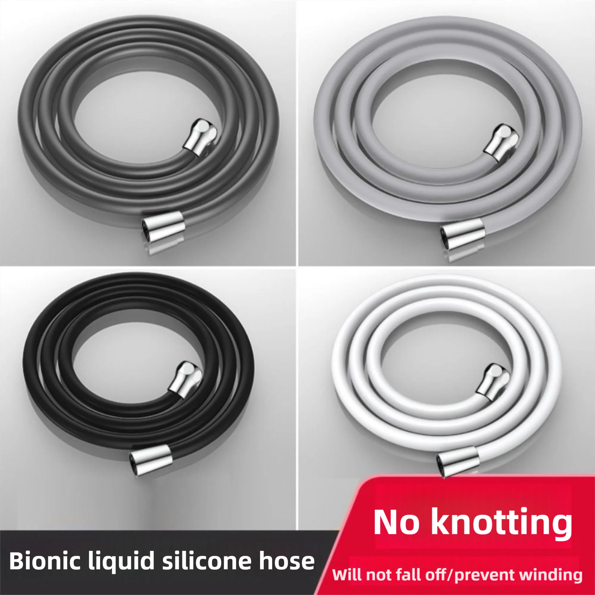 

Flexible Silicone 1.5/2M Shower Hose Anti-Winding Universal Showerhead Tube Non-Toxic Easy To Install Faucte Accessorie Kitchen