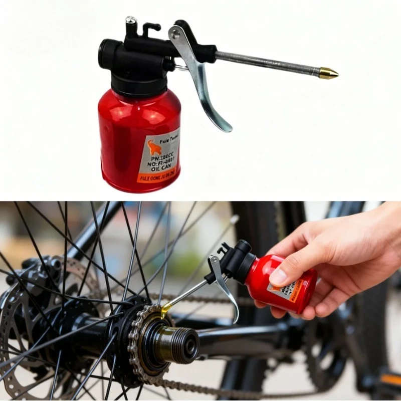 1 unidad de lata de aceite de alta calidad de 250ml, bomba de pulgar, engrasador de taller, lata de aceite roja, bomba de alta presión, pistola de grasa engrasadora