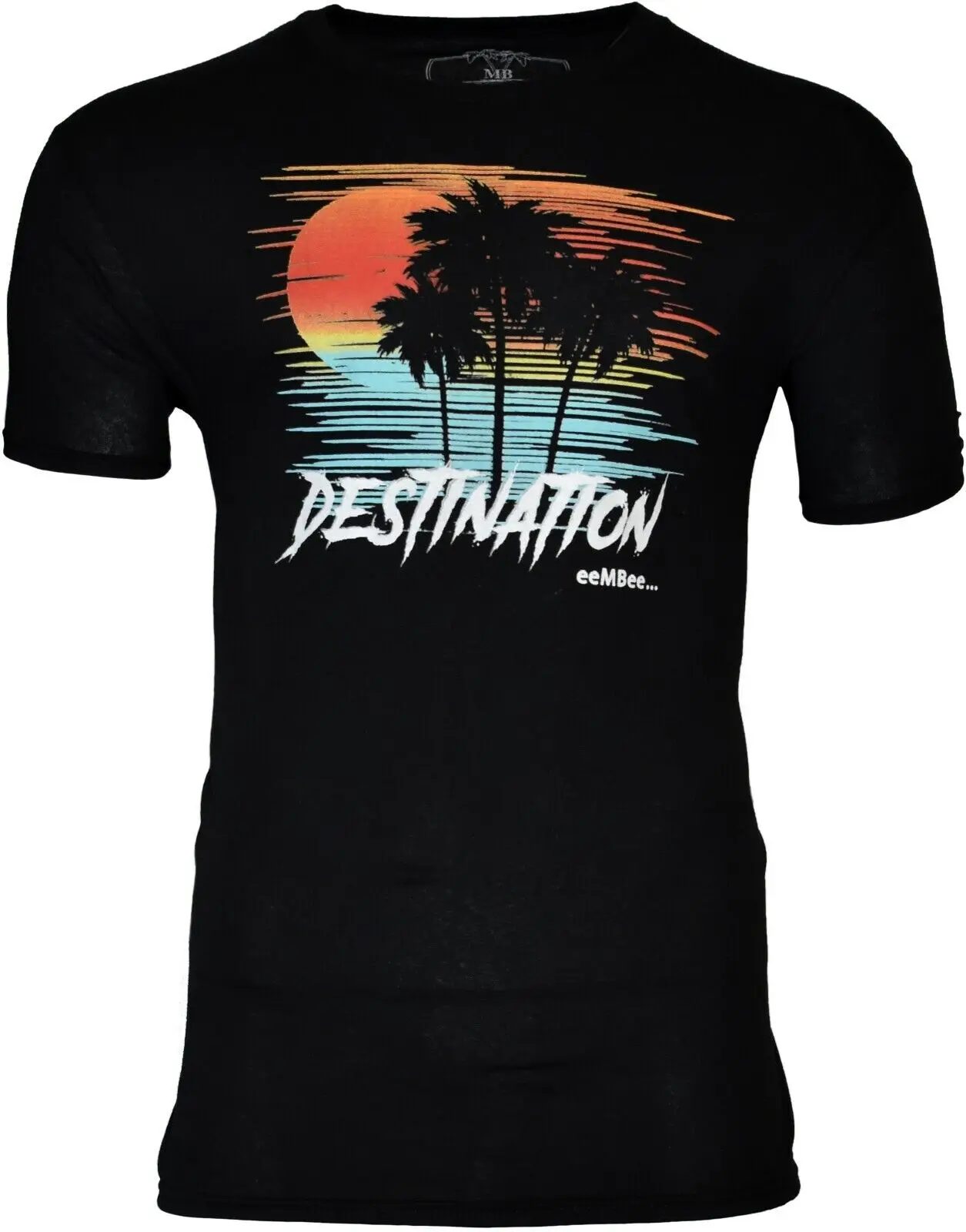 Men's T-Shirt Sunset  Palm Trees Destination by eeMBee 100% Cotton NEW