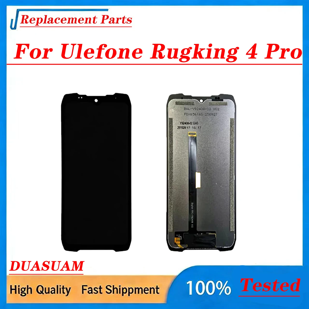 For Ulefone Rugking 4 Pro LCD Touch Screen Assembly 6.56 Inch HD+ Digitizer Full Test Replacement Repair Parts