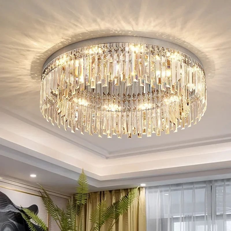 Imagem -02 - Crystal Round Led Lâmpada do Teto Quarto Lustre Home Iluminação Interior Living Room Decor Luxo