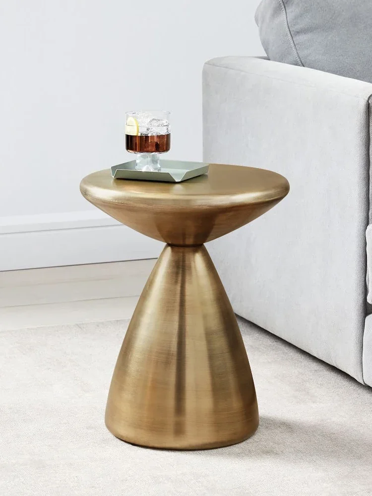 Light Luxury Sofa Side Table Iron Brass Color Retro Old Brushed Coffee Table Living Room Side Tables Bedroom Bedside Tables