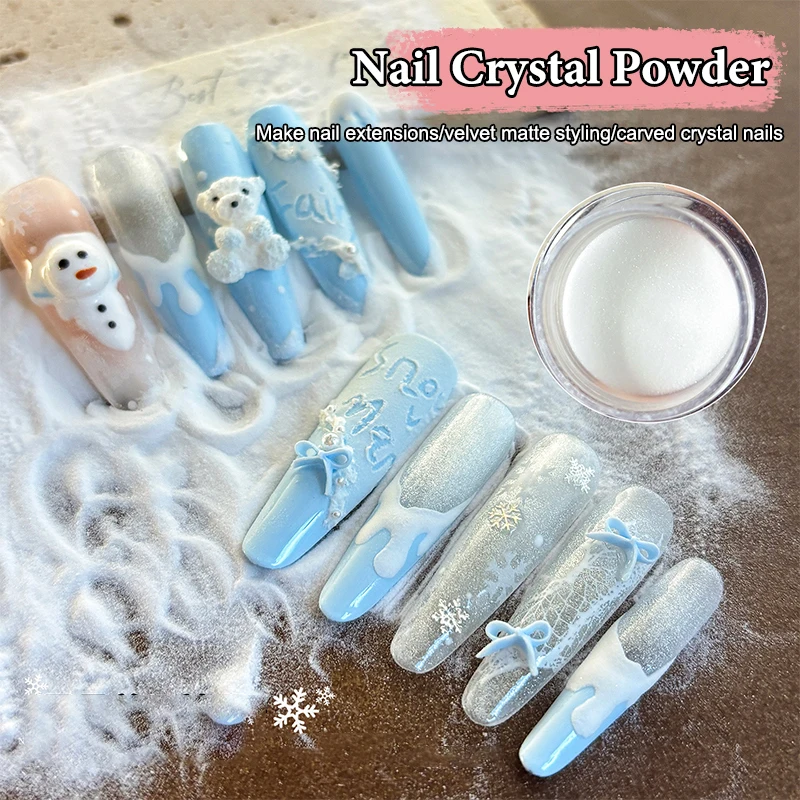 1Jar Nail Art Crystal Poeder Roze Wit Gesneden Patronen Fluweel Frosted Poeder Effen Kleur Franse Nagelverlenging Glitter Poeder D