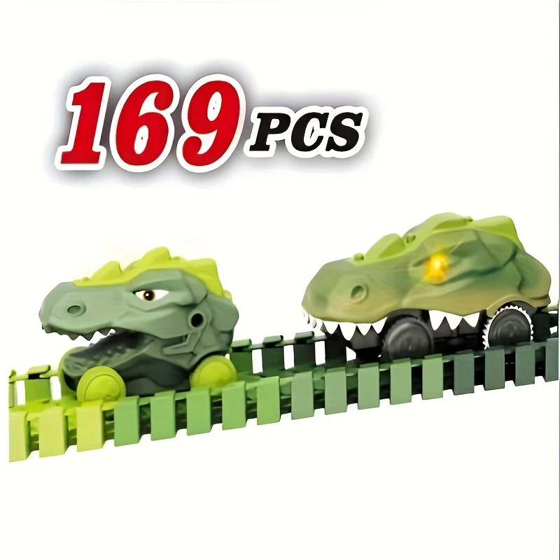 169Dinosaur Paradise Track Electric Car Suit Early Childhood EducationDIYDinosaur Cave Tunnel Track Toy