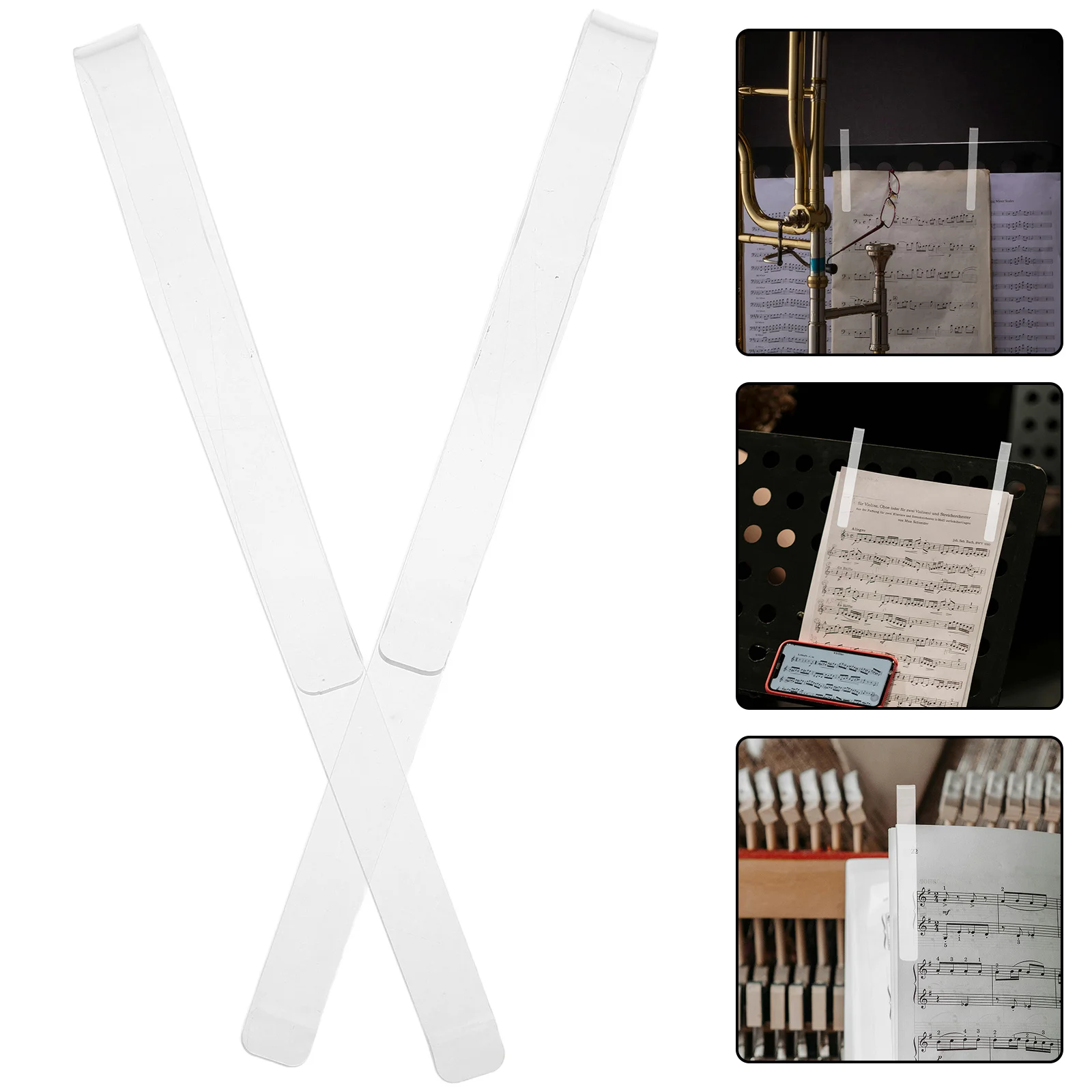 

1Pair Clear Piano Sheet Music Clips Versatile Compatibility Dual Page Support Securely Hold Music Books for Performances