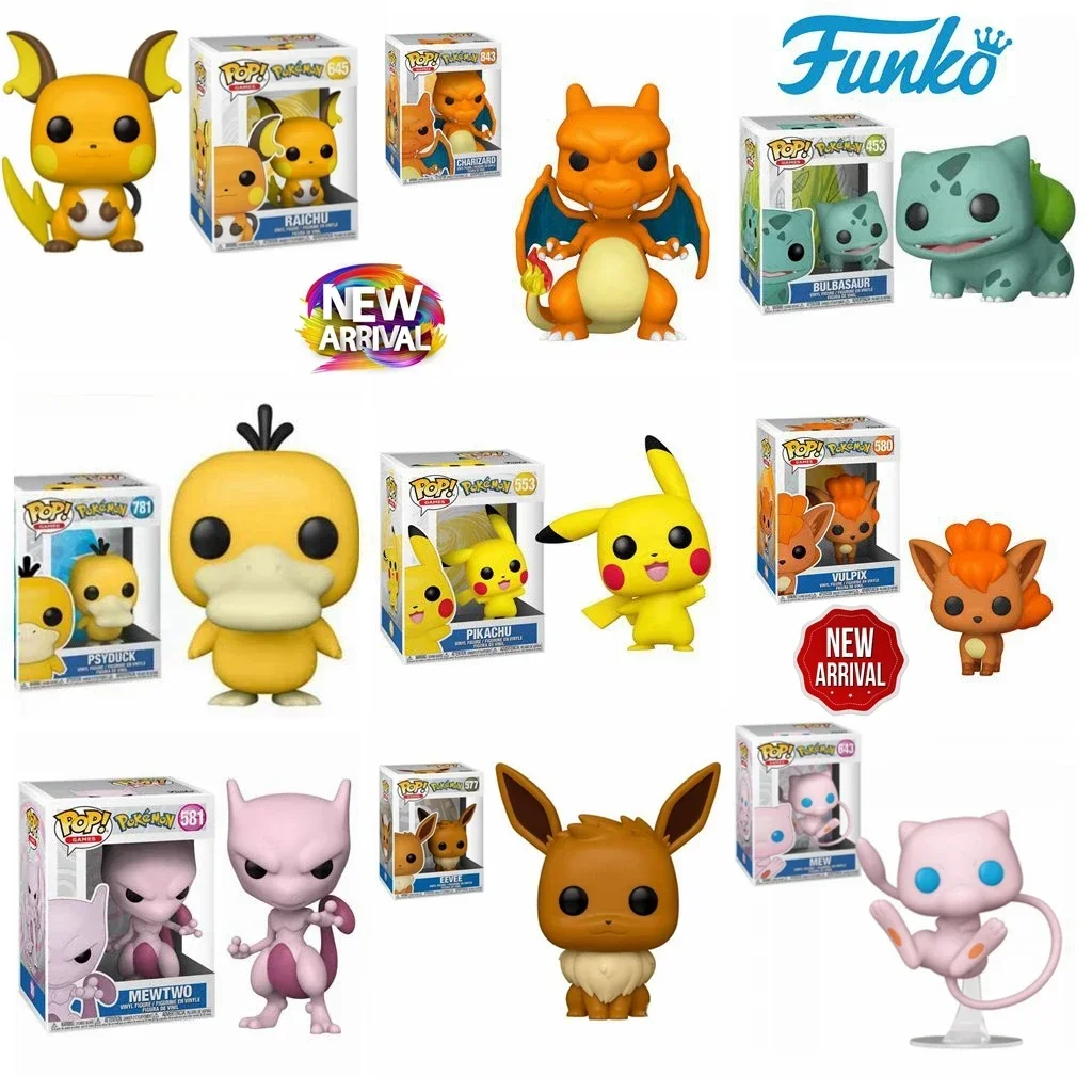 Funko POP-Jouets figurines Pokemon, PSYDUCK 781, Pikachu 353, Bulbasaur 453, Charmander 455, RAICHU 645, EEVEE 577, MEW 643, IZARD 843