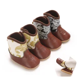 Boys Baby Girls Baby Winter Boots With Rubber Soles Anti-slip Baby Western Style Denim Boots Baby Shoes