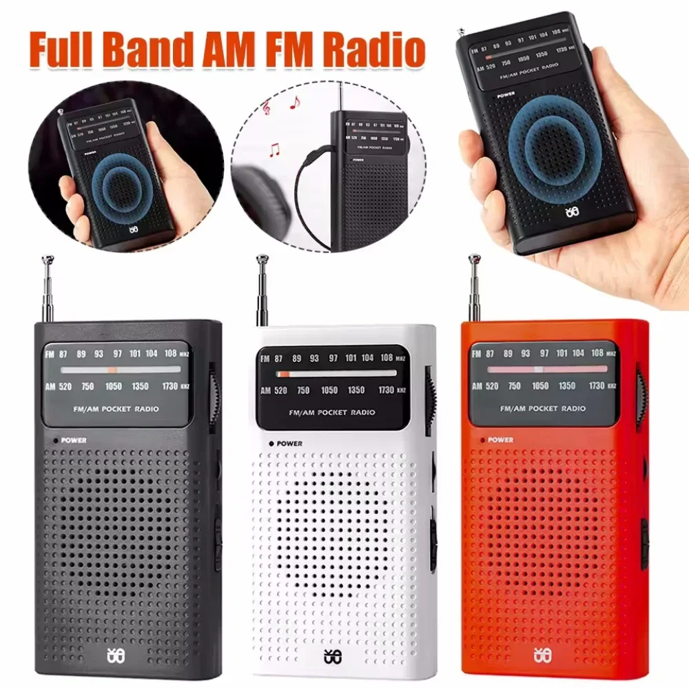 Emergency Survival Full-Band AA Battery Small Portable Radio Mini AM FM Pointer Pocket Radio for Running Compaing Travel Analog