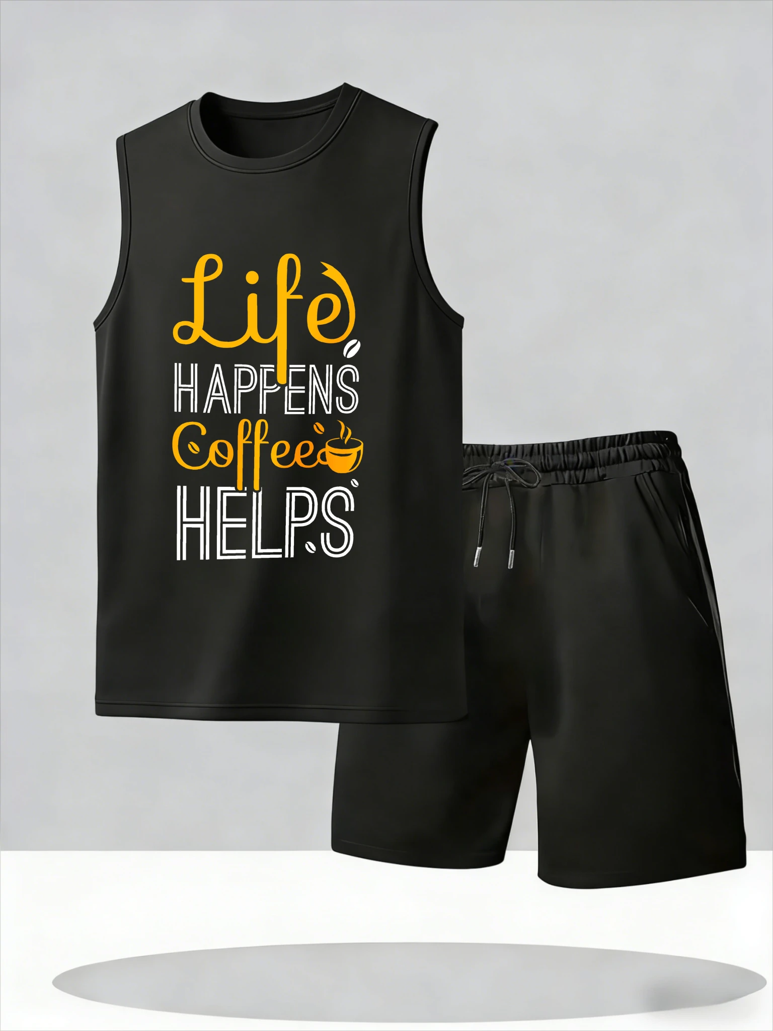 

Men's Tank Top Sets 2026 Summer Thin Quick Dry running seaside Y2k tracksuits oversize beach Suit for man crewneck Breathable