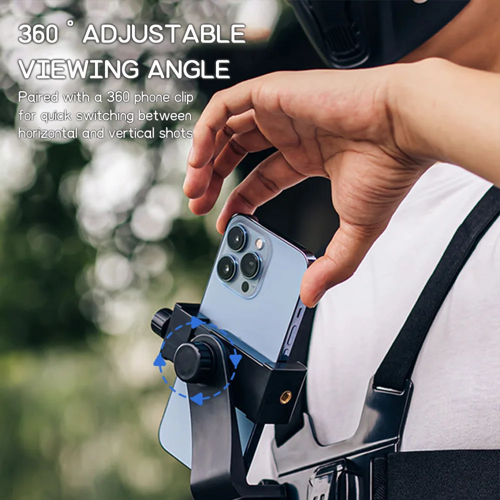 Fotografia 5: Suporte de Peito para Celular Ajustável com Elástico, Suporte de Peito para Celular Rotativo 360° Antiderrapante para Gravação de Vídeos Mãos-Livres