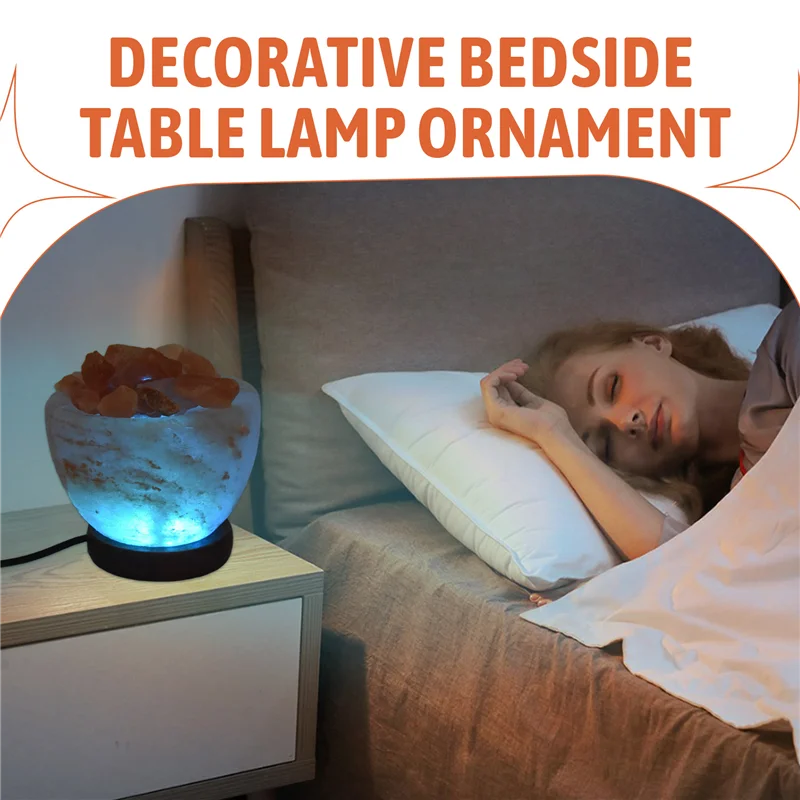AA63 HOT LED Colorful Color Changing Night Light Crystal Salt Lamp Air Purifier Decorative Bedside Table Lamp Ornament