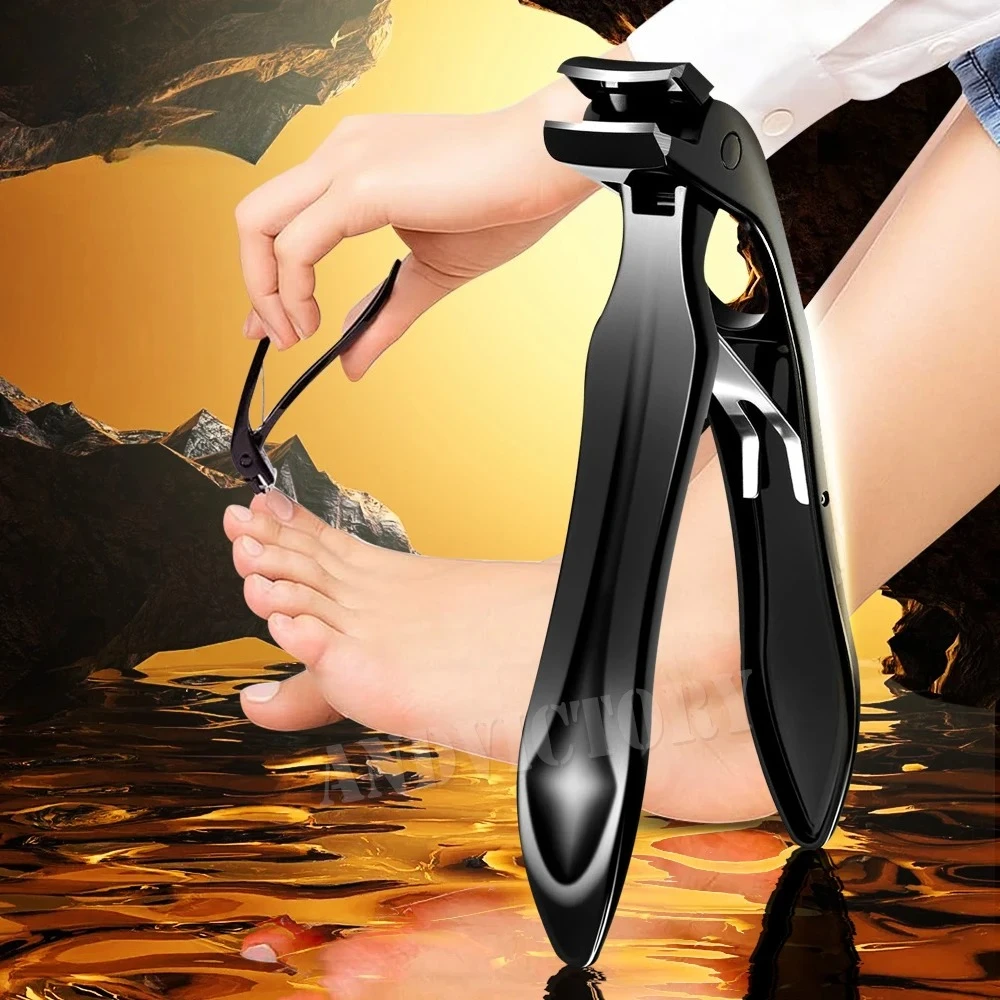 각진 헤드 두꺼운 발톱깎이, 캐처 포함, 넓은 턱, 날카로운 무스플래시 손톱깎이