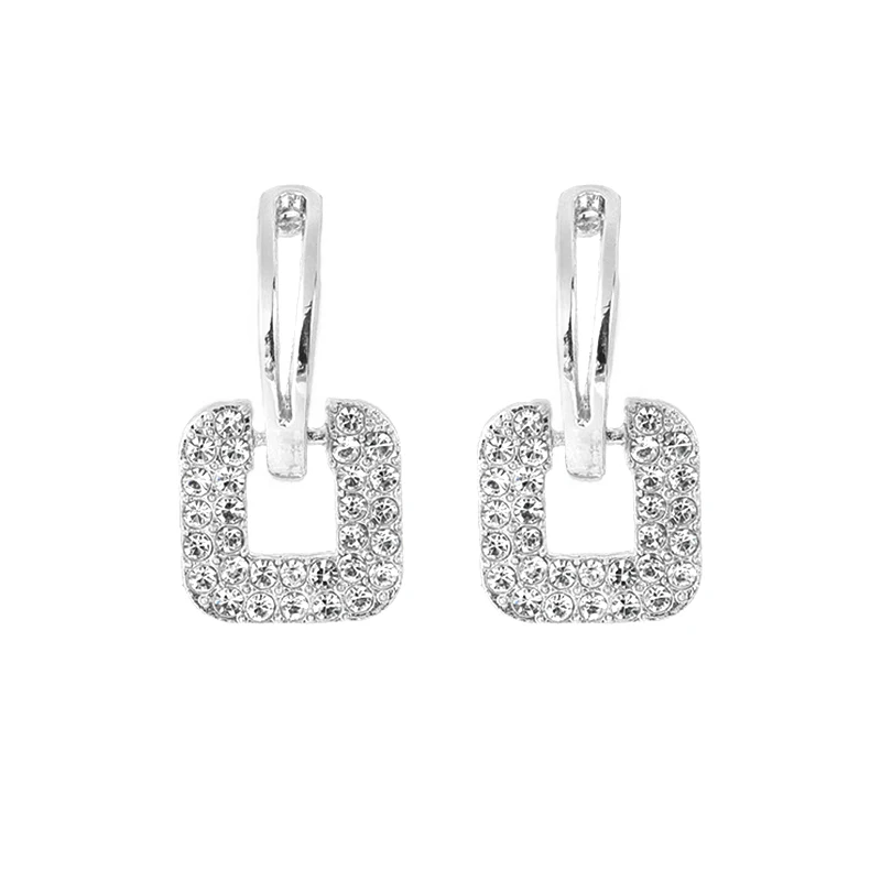 Anziw Moissanite Drop Square Stud Earrings Silver 4