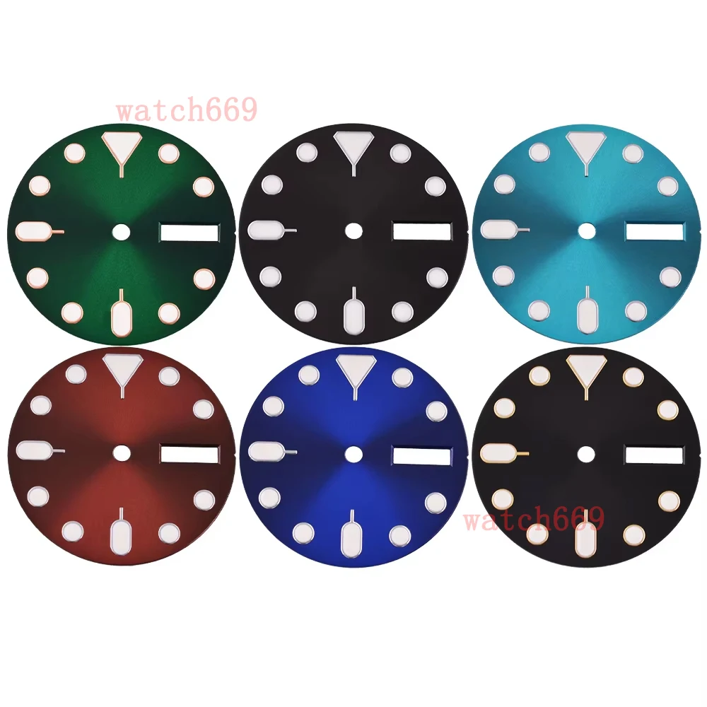 28.5MM Watch Dial Green luminous FIT NH35 NH36 Accessories Movement 3 o'clock 3.8 o'clock Sterile Watch Dial