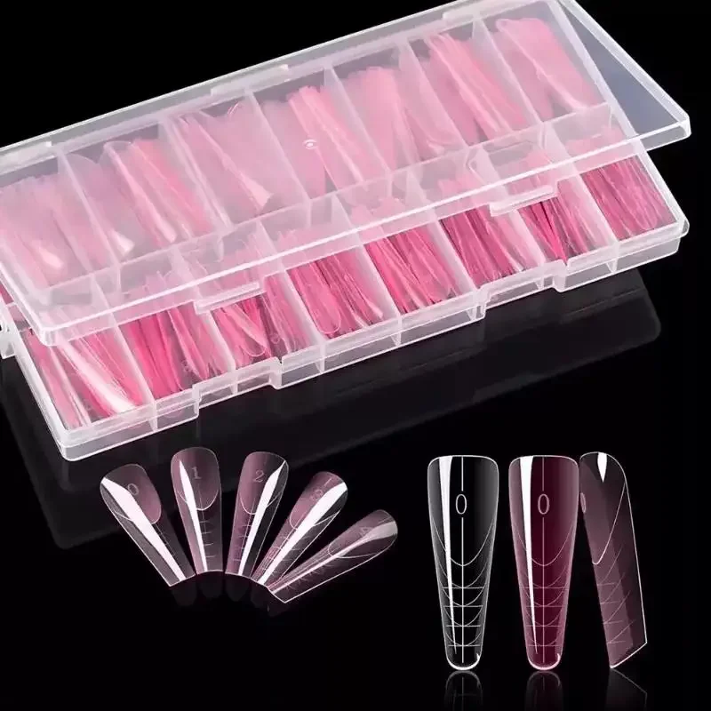 120pcs Nail Mold With Edges Scale Inside Acrylic False Nails Tips Quick Building Gel Mold Extension Top Upper Forms Extension