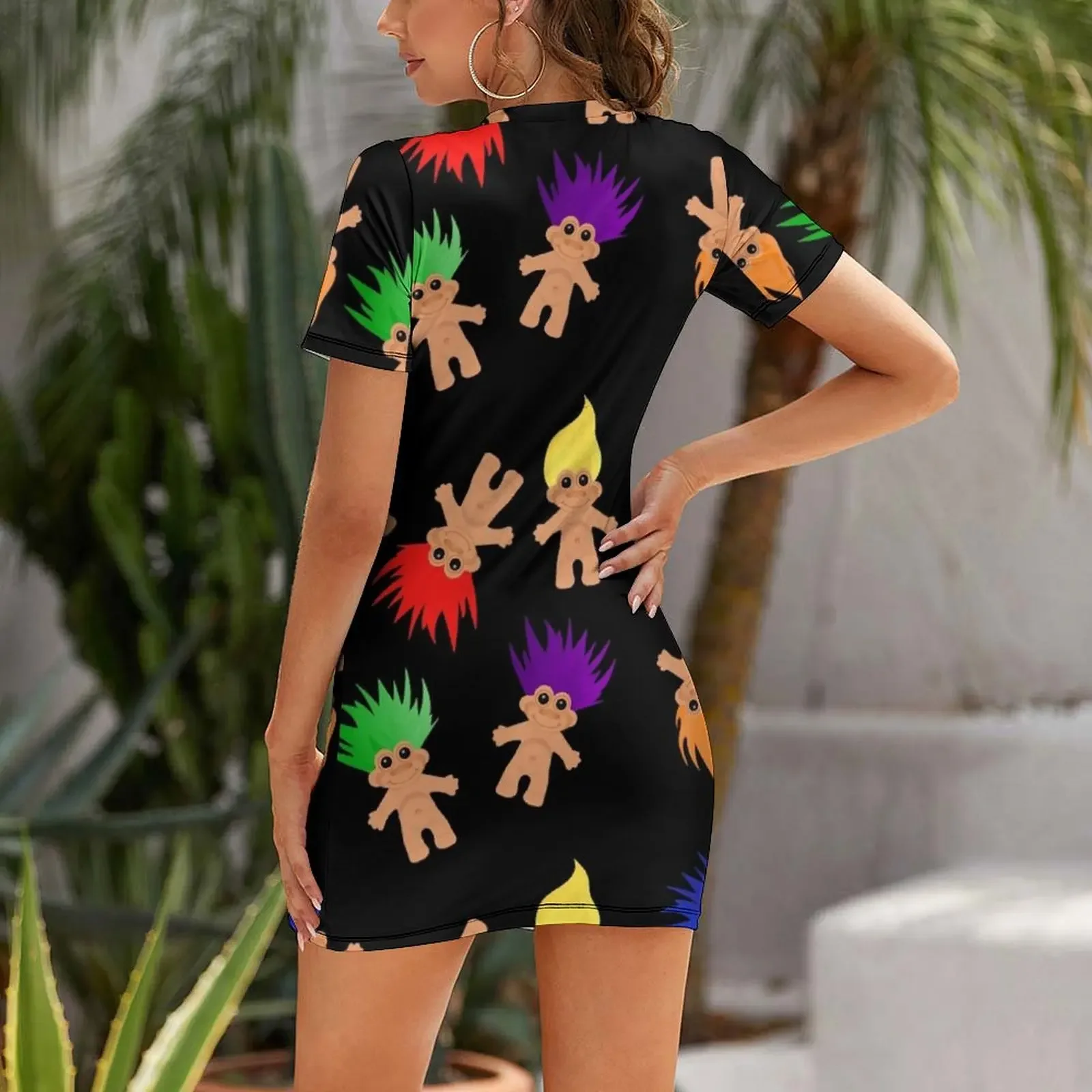 Troll Dolls Pattern Short-Sleeved Dress fairy dress Long dress long dresses for women for women