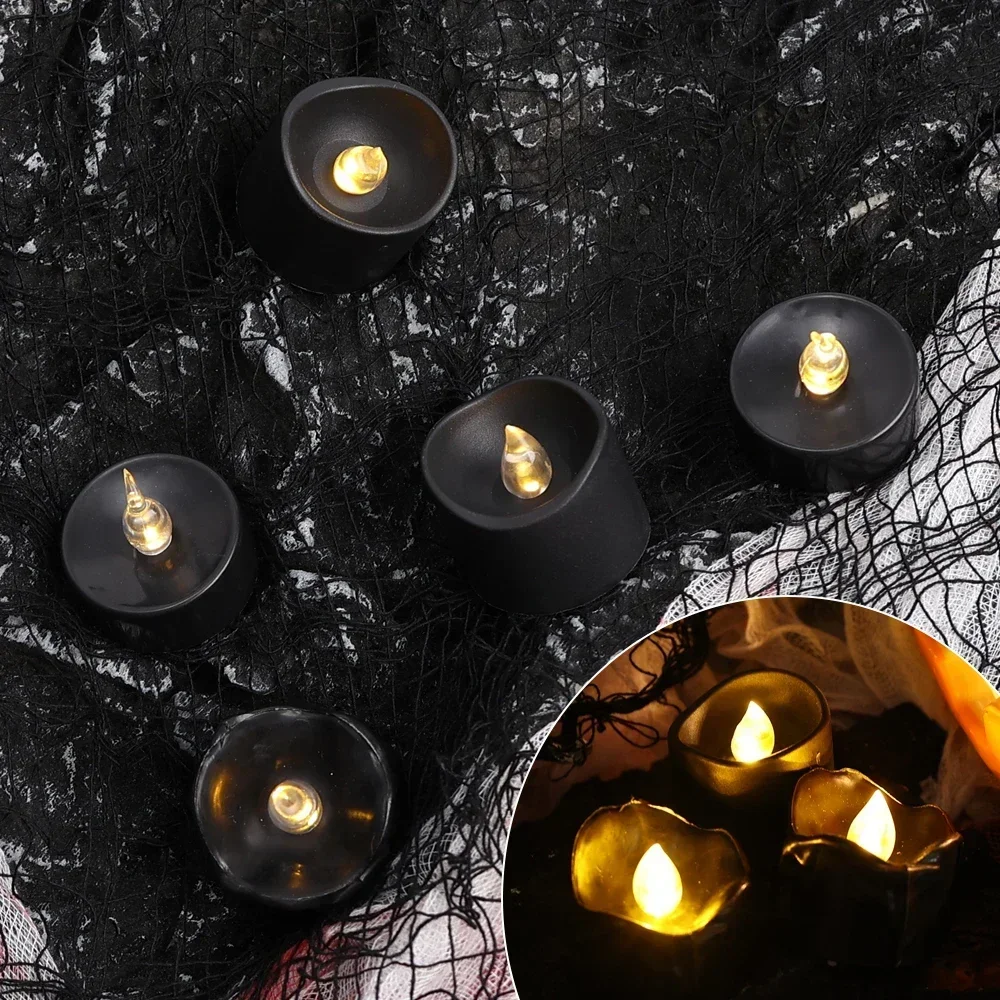 Led Electronic Black Candle Light Household Smokeless Lighting Home Decoration Accessories for Halloween Party Candle Props