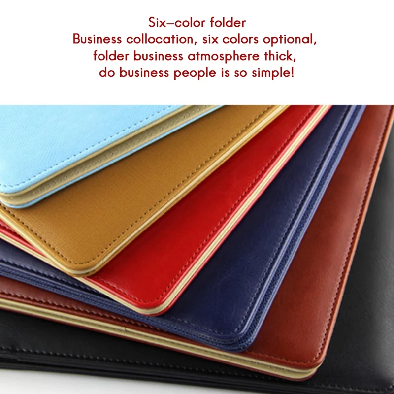 مجلد ملفات A4 مع منظم آلة الحاسبة، وسادة مستندات مكتبية، حقيبة مجلد من جلد البولي يوريثان