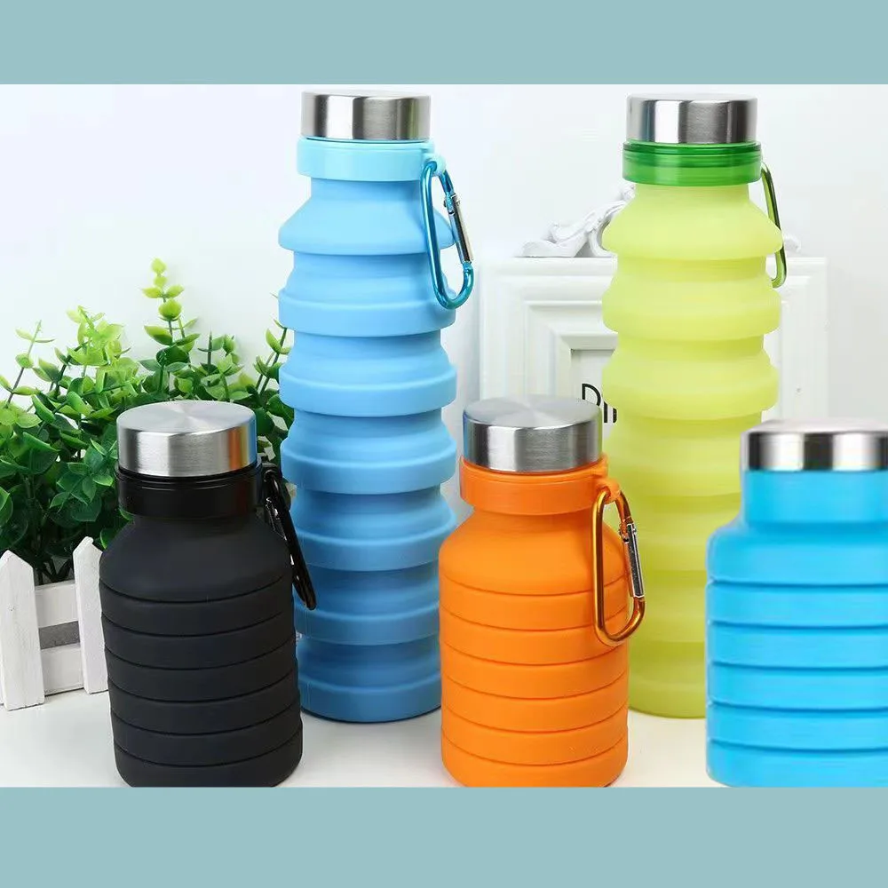 50pcs 550ML Portable Silicone fashion Folding Water Bottle Retractable Outdoor Climbing Travel Collapsible Sports Kettle DHL