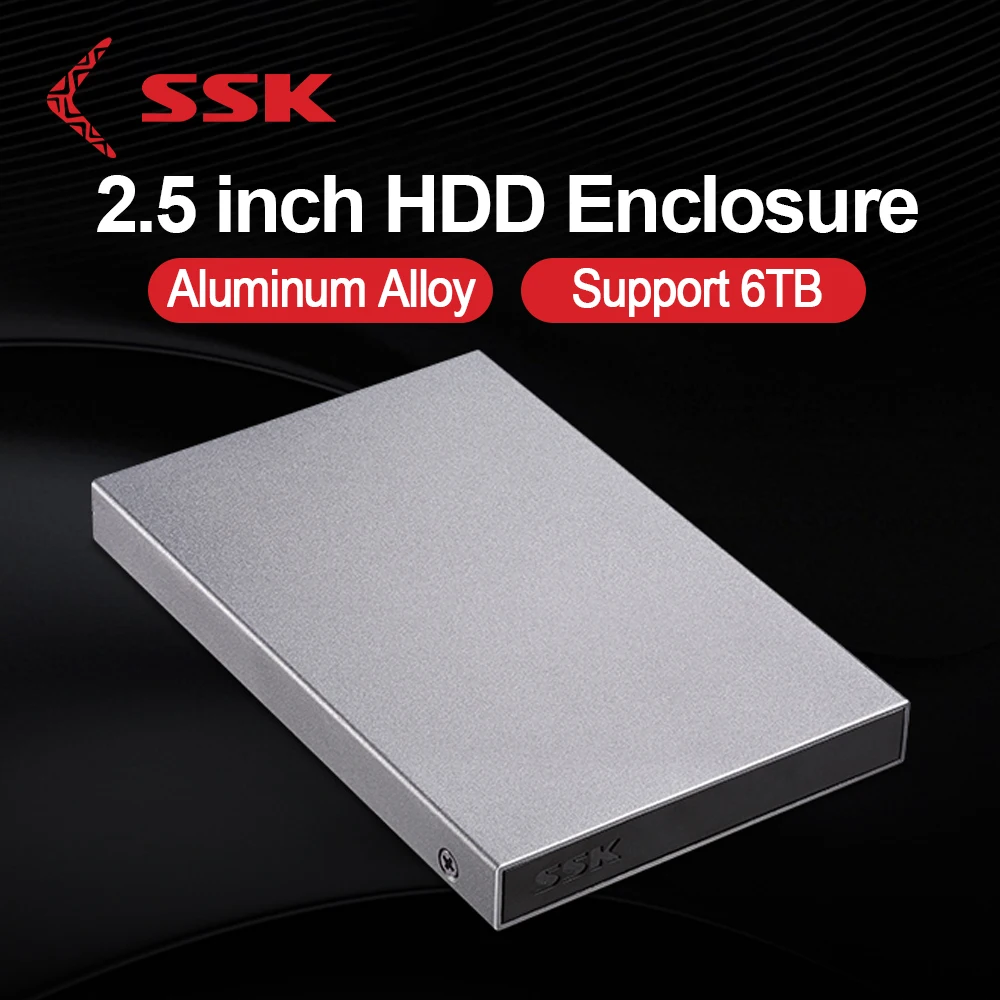 

SSK Aluminum USB3.0 To SATA 2.5” External Hard Drive Enclosure Adapter for 2.5 Inch 9.5mm 7mm SATA HDD and SSD Hard Drive Case