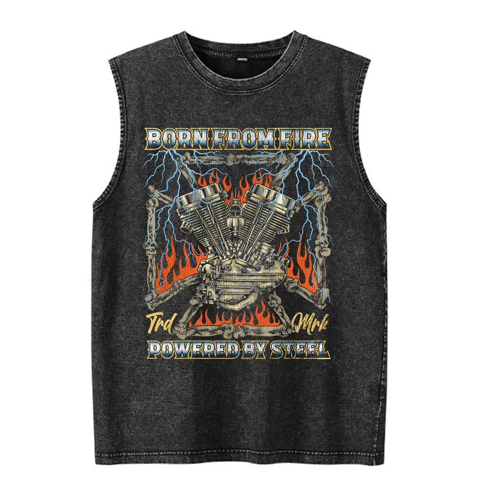 Patrol Called Life Forward Observations Group Skeleton Vintage Washed Vest T-shirt Men's Clothing Sleeveless Tank Tops T-shirts