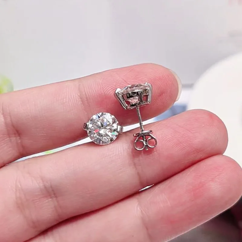 

Серьги-гвоздики Lnkry с моассанитом 5 мм/6,5 мм/8 мм, серебро 925 пробы, минималистичные украшения для женщин