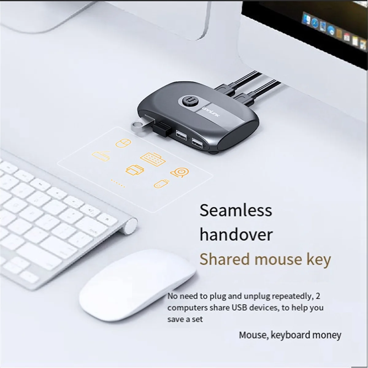 Dispositivo de compartilhamento de impressora UNNLINK USB2.0 4 portas 2 entradas e 4 saídas 2 computadores compartilham teclado e mouse switch compartilhar dispositivo USB